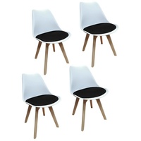 HTI-Living Esszimmerstuhl Stuhl Atlanta Velvet 4er-Set (Set, 4 St), Esszimmerstuhl Kunststoffschale Samtbezug Holzfüße schwarz|weiß