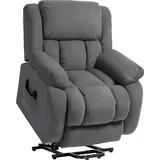 HOMCOM Fernsehsessel mit Aufstehhilfe Elektrisch Relaxsessel mit Liege- & Wärmefunktion Massagefunktion Massagesessel mit Breite Sitz, Fernbedienung Seitentasche USB Taschenfederkern Samtoptik Grau   Aosom