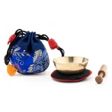 Klangschalen-Center Klangschale mini (50 g) mit Unterlage, Klöppel und Beutel (blau)