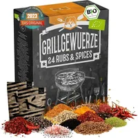 BIO BBQ Grillgewürz Adventskalender I Weihnachtskalender 2023 mit 24 edlen Barbeque Gewürzspezialitäten I Premium BBQ Adventskalender Männer Gr...