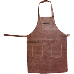 Feuermeister Lederschürze in Cognac mit Taschen | Gr. 2