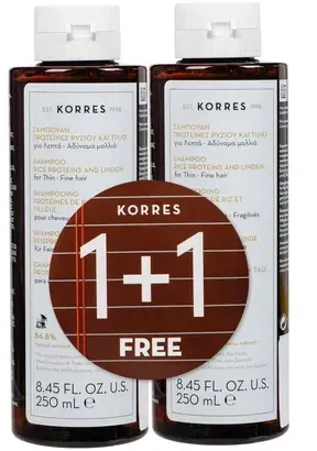 KORRES Rice Proteins & Linden Shampoo für feines Haar 1+1