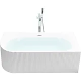 Beliani Eckbadewanne Weiß 1690 x 800 cm Geriffelte Oberfläche Linksseitig für Badezimmer