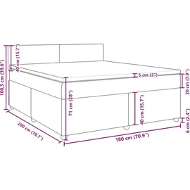vidaXL Boxspringbett mit Matratze Dunkelgrau 180x200 cm Stoff