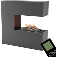 GLOW FIRE Wasserdampf Kamin Schiller (Standkamin) - Elektrokamin mit realistischen LED 3D-Flammen, Knistereffekt & Fernbedienung, 120x120x37 cm - Opti-Myst 600 Elektro Kamin mit Holz-Deko, Grau