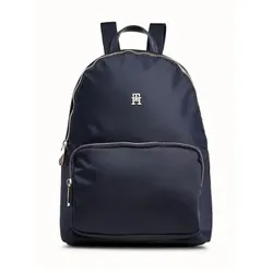 Tommy Hilfiger für Damen. AW0AW15641 TH Emblem Abzeichen Rucksack blau (OSFA), Lässig, Nachhaltig, Recyceltes Nylon, Marine