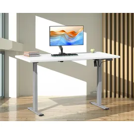 VCM my office Lona elektrisch höhenverstellbarer Schreibtisch weiß rechteckig, T-Fuß-Gestell silber 140,0 x 50,0 cm