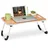 Relaxdays Laptoptisch Hellbraun, Kunststoff, Metall, 63x26x40 cm, klappbarer Betttisch, Notebooktisch, hellbraun/weiß