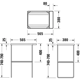 Duravit Metallkonsole 56,5 x 38,1 cm Schwarz Matt