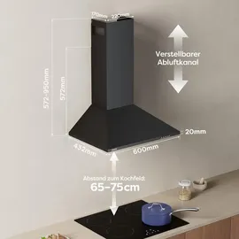 Ciarra Wandhaube 60 cm Schwarz