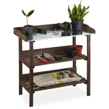 Relaxdays Pflanztisch Holz 86 x 92 x 42 cm dunkelbraun