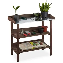 Relaxdays Pflanztisch Holz 86 x 92 x 42 cm dunkelbraun