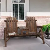 Sitzgruppe Mitteltisch, Gartenbank mit Tisch 2-Sitzer Lounge, massives Tannenholz, Braun | wetterfest | bis 150 kg | 157 x 88 x 103 cm - Braun