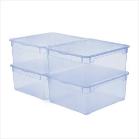 Rotho Stapelbox 18 l 4-tlg. blau/transparent