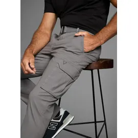 H.I.S. Cargohose H.I.S, Herren, Gr. 33, Länge 32, grau (dunkel grau), Web, Obermaterial: 98% Baumwolle, 2% Elasthan, unifarben, regular fit lang, Hosen Cargohose, Topseller