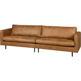 Woood Sofa Rodeo Classic 3 Sitzer Lederoptik, modern klassisch, cognacbraun, komfortabel gepolstert