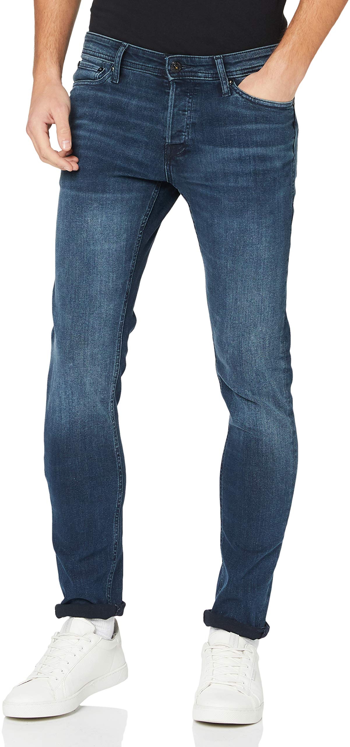 Herren Jack & Jones Slim Fit Jeans Glenn Skinny Tapered JJI Glenn ORIGINAL AM, Farben:Dunkelblau, Größe Jeans:34W / 34L