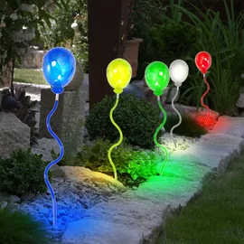 Harms Import 5x LED Solarlampen, Luftballons bunt, H 60 cm,