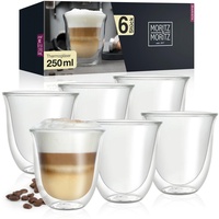 Moritz & Moritz Cappuccino Gläser Doppelwandig 6 Stück – Doppelwandige Gläser für Kaffee, Tee oder Dessert - Kaffeegläser Doppelwandig Spülmaschinengeeignet