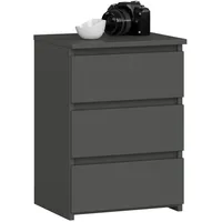 Akord | Nachttisch Cl3 In Der Farbe Graphitgrau mit 3 Schubladen B40 x H57 x T35 cm,