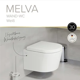 Lenz Melva Wand-WC mit WC-Sitz Weiß spülrandlos
