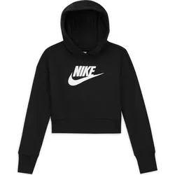 NIKE Kinder CLUB FT CROP HOODIE HBR, BLACK/WHITE, XL