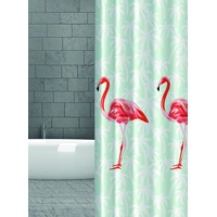 KS Handel 24 Textil DUSCHVORHANG Flamingo ORANGE ROT LACHS Mint Gruen 240x200 cm 240 BREIT X 200 cm HOCH! Shower Curtain INKL. DUSCHRINGE