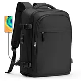 livbote Handgepäck Rucksack 40x30x20 Wizzair Vueling Reiserucksack Damen Herren Rucksack Wasserdicht mit Schuhfach Laptop Rucksack mit USB-Ladeanschluss Schwarz