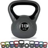 MSPORTS Kettlebell 2 – 20 kg inkl. Übungsposter Kugelhantel (18 Kg - Black)
