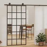 Festnight Schiebetür Glas glasschiebetür Komplettset schiebetür Komplettset mit tür glastür Sliding Door Schwebetür-6x4 Raster-102 x 205 cm