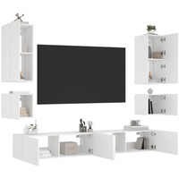 vidaXL TV-Schrank 6-tlg. TV-Wohnwand mit LED-Leuchten Weiß (1-St) weiß