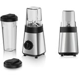 Alpina Smoothie Maker Mixer - Smoothie Mixer 300W - Inkl. Smoothie Becher 300ml und 600ml - 2 Geschwindigkeiten und Pulsierende Funktion - Edelstahl - Silber/Schwarz