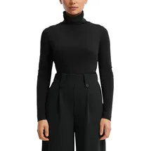 QS Langarmshirt mit Rollkragen - schwarz - S
