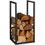 Relaxdays Relaxdays, Schwarzes Kaminholzregal, Metall, HBT: 60x30x30 cm, Brennholzregal innen, für Feuerholz, Stapelholz, Brennholz, Eisen