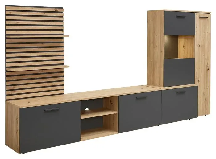 Wohnwand Heathrow Holzoptik Artisan-Eiche
