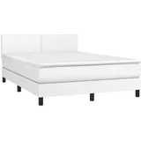 vidaXL Boxspringbett mit Matratze & LED Weiß 140x200 cm Kunstleder