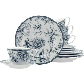 CreaTable Adelaide Kaffeeservice 12-tlg. blau/nostalgischer Vintage Dekor