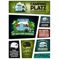 Trendaffe Camping Kühlschrankmagnete im 8er Set Campingplatz Stellplatz Wohnwagen