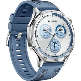 Huawei Watch GT 5 46 mm Silber Gewebe-Armband Blau + Freebuds 5i Bundle