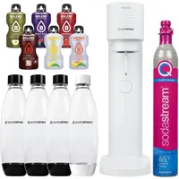 SodaStream Wassersprudler Gaia Weiß eine Flasche + Flaschen 3 Stück Schwarz 1L Fuse + bolero - Weiß/Schwarz