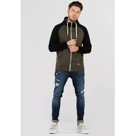 behype Sweatjacke "HENRAY", Herren, Gr. S, grün (khaki), 70% Baumwolle, 30% Polyester, mehrfarbig, normal, ohne Ausschnitt, Sweatjacken Sweatjacke, mit erhöhtem Kragen