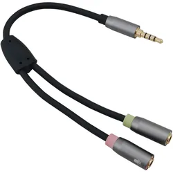 Helos Adapterkabel, Klinke 3,5mm St./2x Klinke 3,5mm Buchse, PREMIUM, schwarz