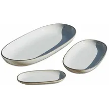 Loberon Servierplatte 3er Set Biarré, Verschiedene Größen, handgetöpfert, mediterraner Charakter, Geschirr, Tischdekoration, Tischaccessoires, Steinzeug, grau
