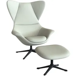 Ohrensessel FLEXLUX "Stilo Relaxsessel, TV-Sessel", weiß (warm weiß), B:90cm H:115cm T:88cm, 100% Echteder, Sessel, Solitär, Stil-Ikone, drehbar, Fuß schwarz