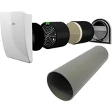 Bosch dezentrale Lüftung V2000D 43 /K Komplettset: mit Montagerohr, Außenhaube