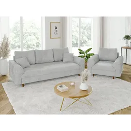 s-style möbel 3-Sitzer-Sofa, Hellgrau, Chenille-stoff