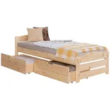 Ticaa Bettgestell Stauraumbett Seniorenbett „Loni“, Funktionsbett braun