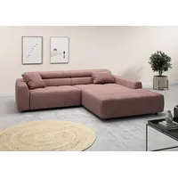 Candy 3C Candy Ecksofa Denver auch mit Cord- und Easy care-Bezug, Kopfteilverstellung L-Form, wahlweise. mit motorischer Sitztiefenverstellung rosa
