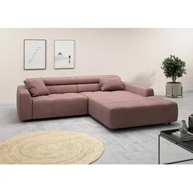 Candy 3C Candy Ecksofa Denver auch mit Cord- und Easy care-Bezug, Kopfteilverstellung L-Form, wahlweise. mit motorischer Sitztiefenverstellung rosa