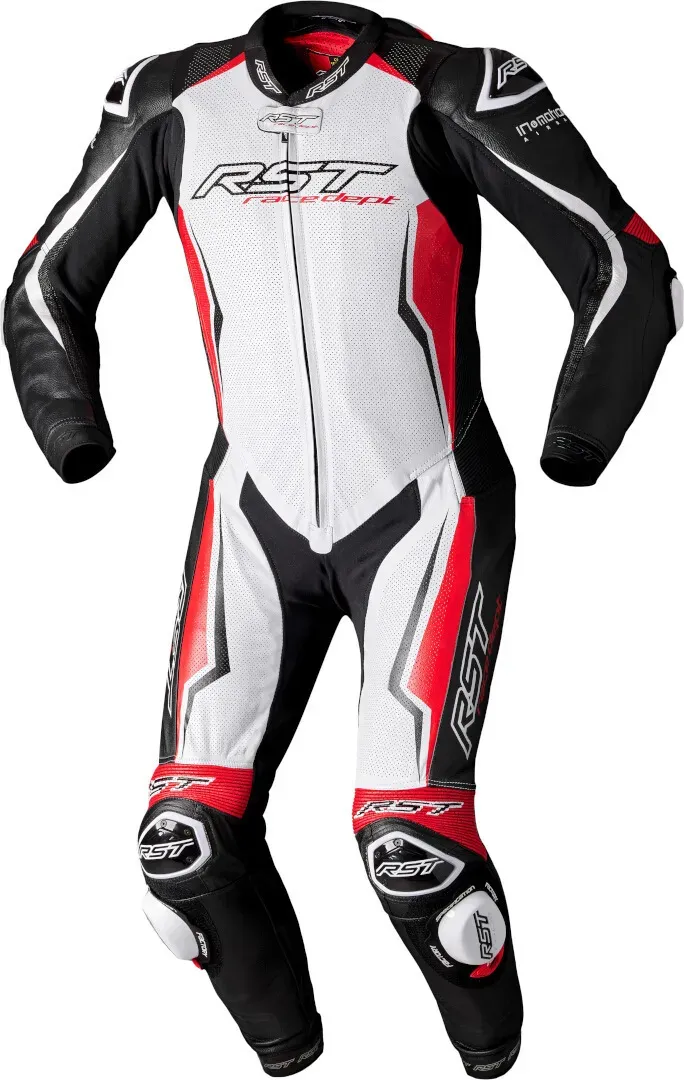 RST V4.1 Evo Kangaroo Airbag 1-Teiler Motorrad Lederkombi, schwarz-weiss-rot, Größe 3XL für Männer
